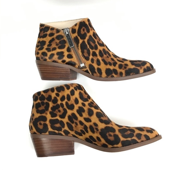1. State Animal Print Leather Block Heel Booties Women’s Size 8 Statement - Picture 9 of 11